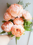 18'' Silk Peony Bouquet: Peach