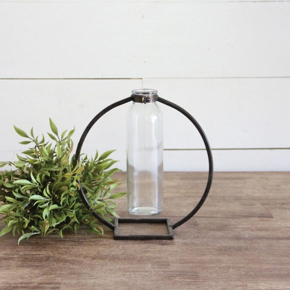 Metal & Glass Stem Vase