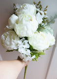 18'' Silk Peony Bouquet -White