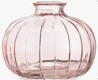 Pink Pleated Glass Vase