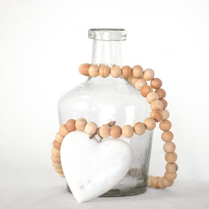 4" Cream Marble Heart with natural beads