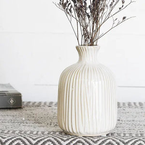 Small White Ceramic lined Vase