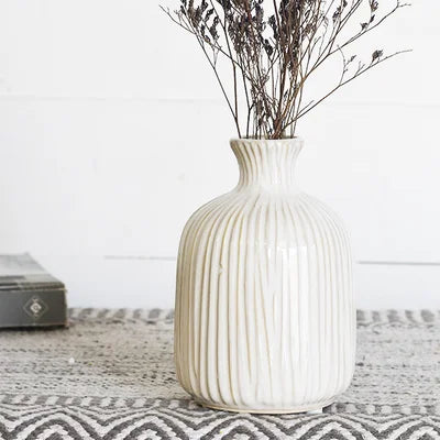 Small White Ceramic lined Vase