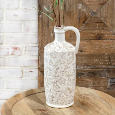 10” Beige Floral Pattern Jug