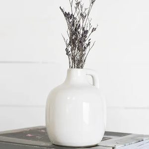 4” White Ceramic Handled Vase