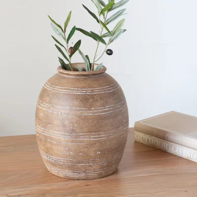 12” Brown Wood looking Vase