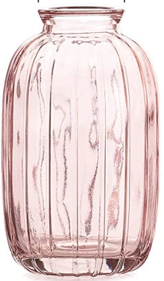 Pink Pleated Glass Vase