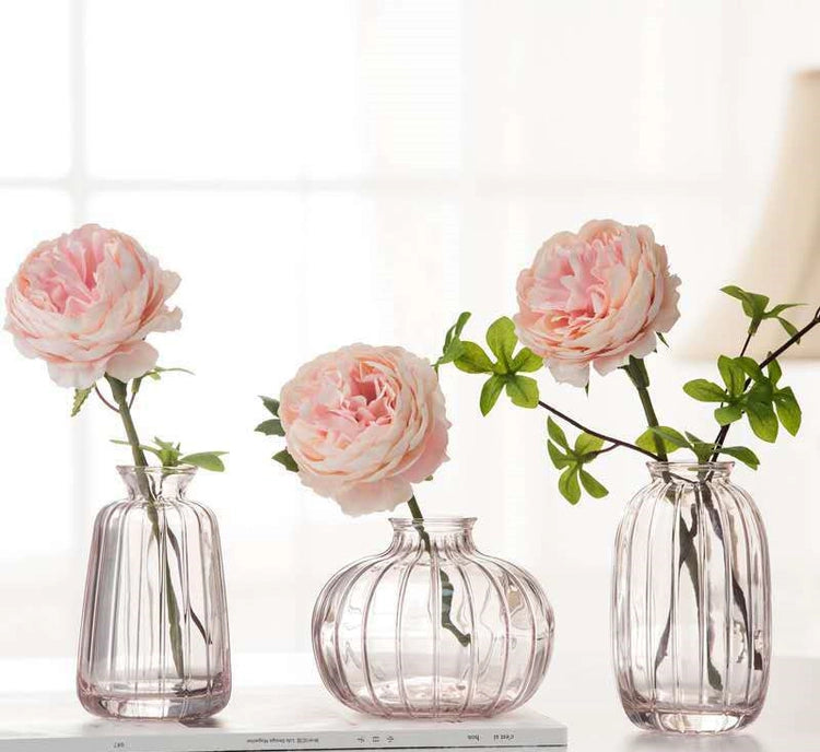 Pink Pleated Glass Vase