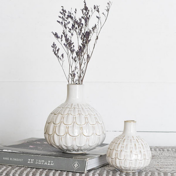 White Scalloped Vase