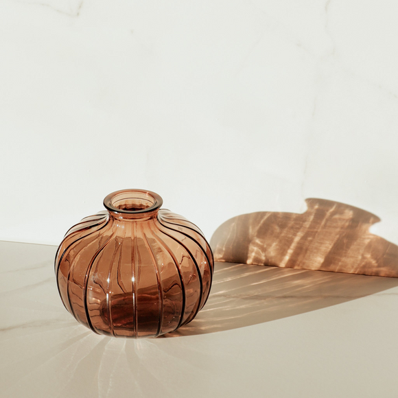 Rigged Amber Glass Vase(Short)