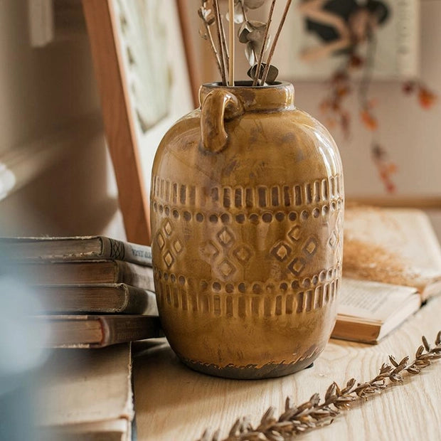 Mustard Yellow Glazed Vase