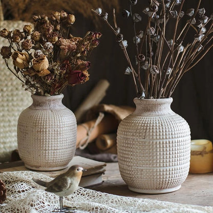 White Textured Porcelain Ceramic Vase