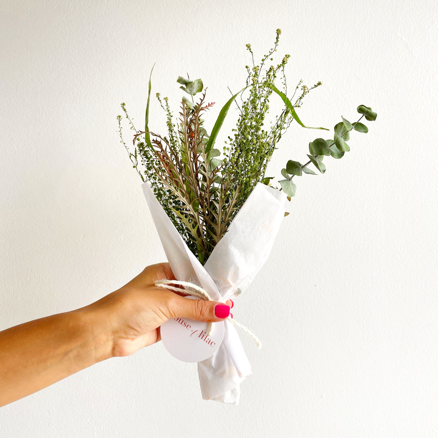 Green Foliage Dried Flower Mini Bouquet