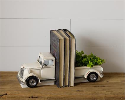 White Metal Vintage Inspired Truck Bookends