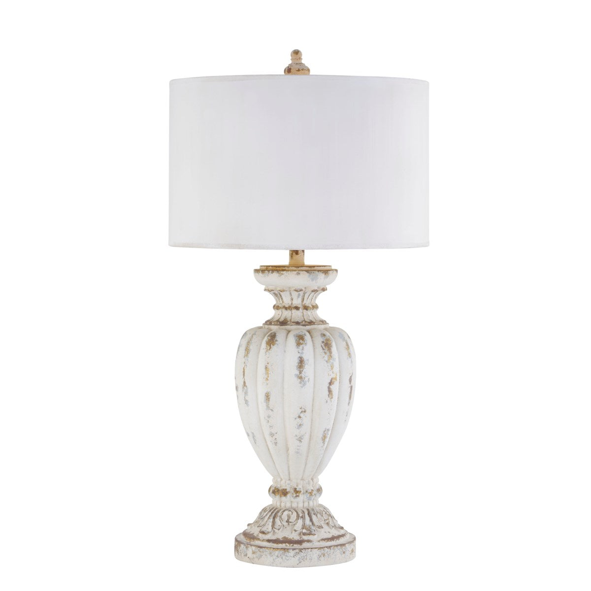 White Distressed Table Lamp (33.5"H)