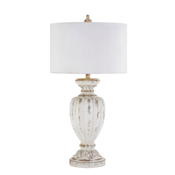 White Distressed Table Lamp (33.5