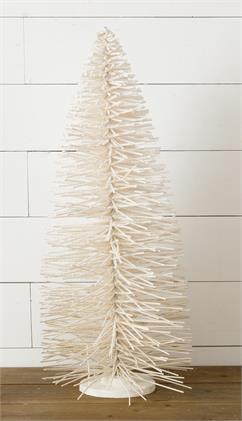 White Flocked Wood Bottle Brush Tree