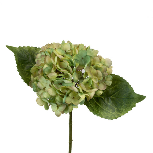 Faux Hydrangea Pick - Light Green / Purple - 13 Inch