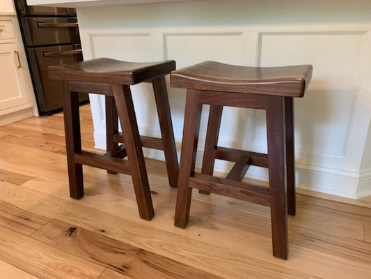 Handcrafted Black Walnut Saddle Stool