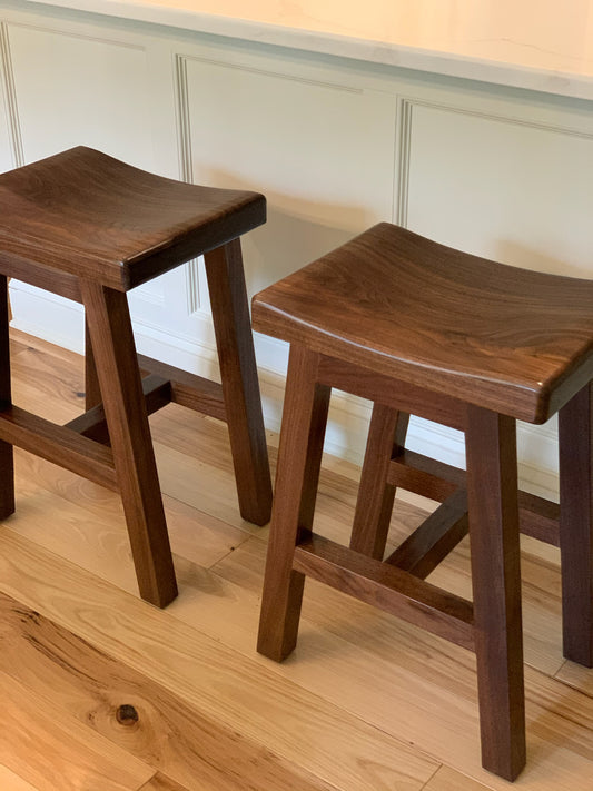 Handcrafted Black Walnut Saddle Stool