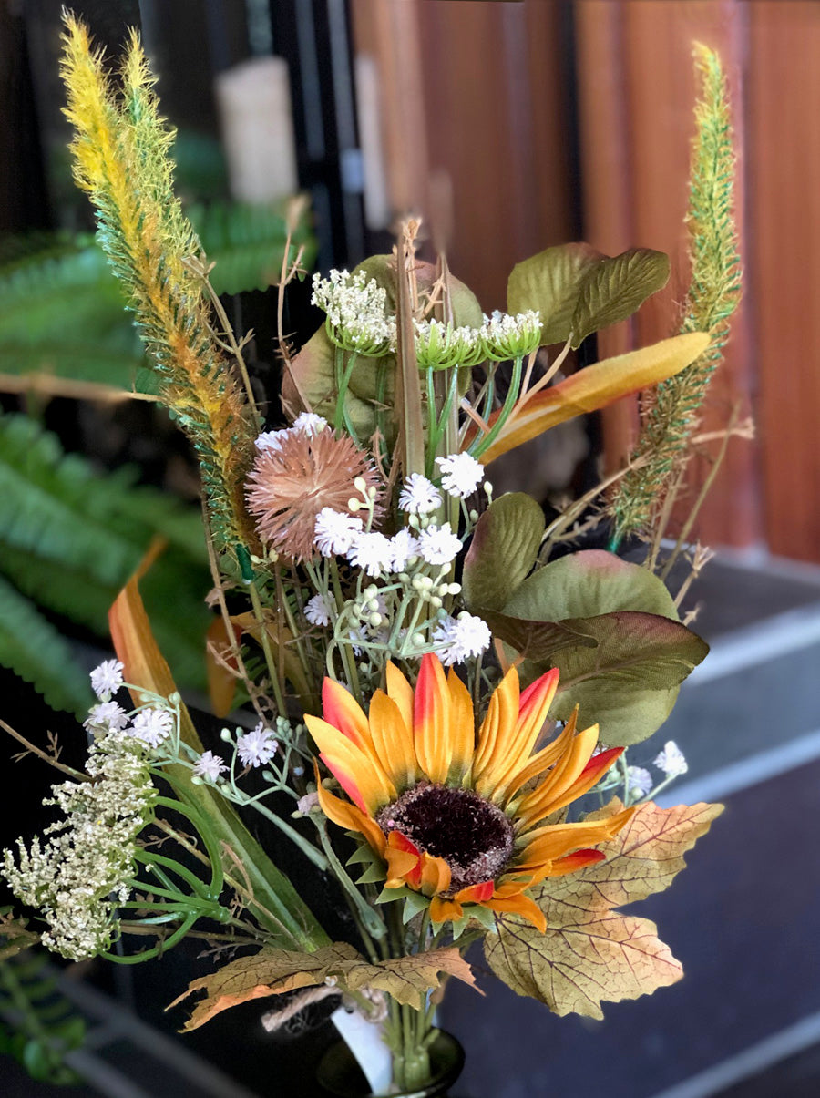 Faux Sunflower & Mixed Foliage’s Spray