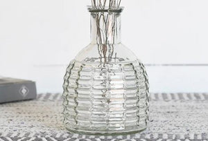 4" Clear Striped Glass Vase