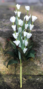9" White Blossom Spike Stem